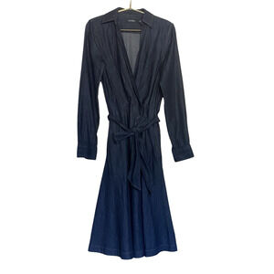 Lauren Ralph Lauren Denim Belted Wrap Midi Dress – Size 4 Cotton Indigo